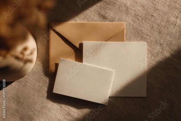 Obraz Wedding logo mockup on textured paper