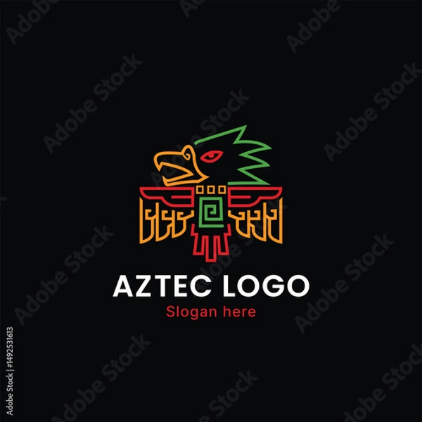Fototapeta Aztec eagle head logo, aztec logo