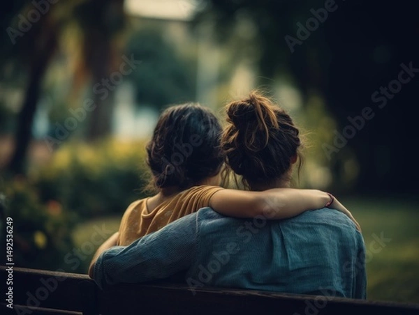 Obraz Reassuring Pat on Shoulder Between Friends Outdoors