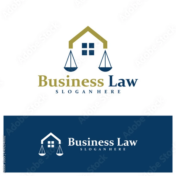Obraz House Justice logo design concept vector. Law Firm with House Logo Design Template. Creative Symbol. Icon
