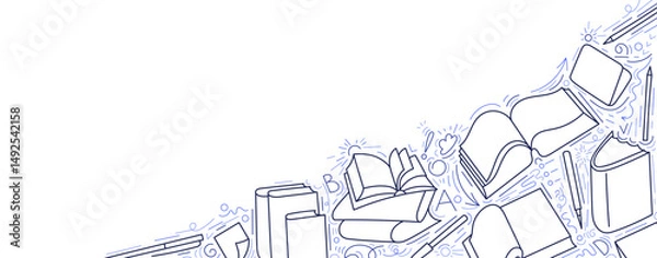 Fototapeta Book line design. School backdrop. Library vector