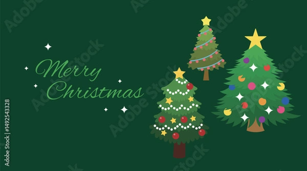 Fototapeta christmas tree evergreen pine fir vector emoji illustration symbol sign icon xmas banner template card frame ornament