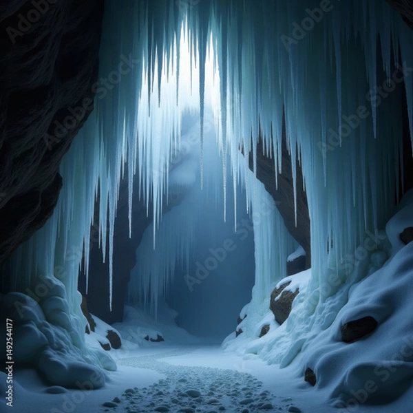 Fototapeta icicles on a mountain