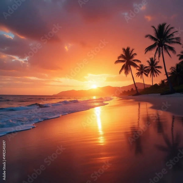 Fototapeta sunset on the beach