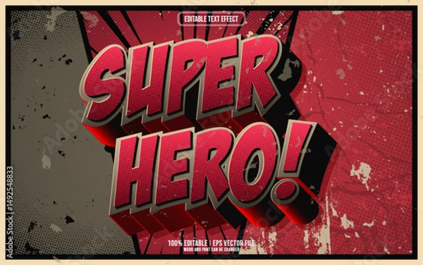 Fototapeta Super Hero cartoon style 3D editable text effect