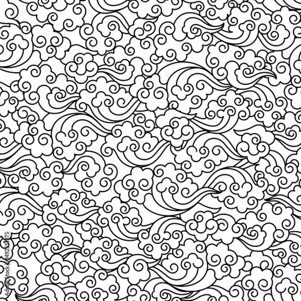 Fototapeta Simple cloud pattern with Asian elements,