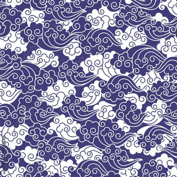 Fototapeta Simple cloud pattern with Asian elements,
