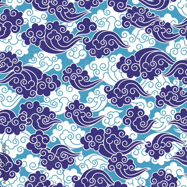 Fototapeta Simple cloud pattern with Asian elements,