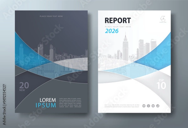 Fototapeta Book cover, annual reports, and flyer templates, with Minimalist and elegant city skyline line art. layout in A4 size.