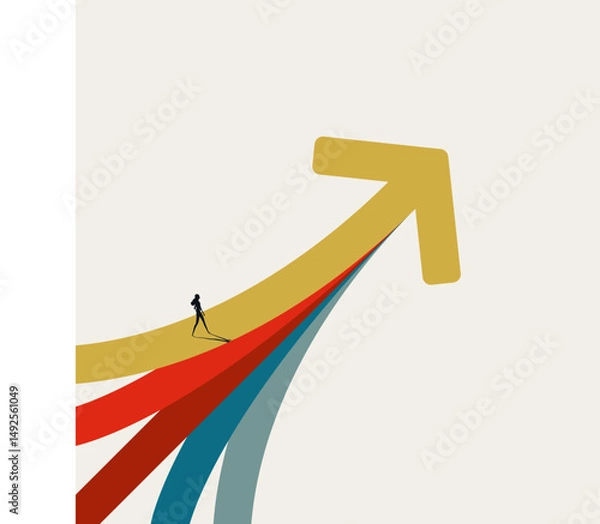 Fototapeta Business ambition and growth vector concept. Symbol of career success, goal, objective. Minimal design eps10 illustration.