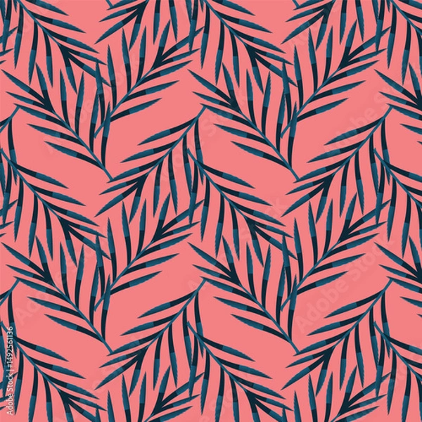 Fototapeta Summer  seamless pattern tropical leaves modern vector  geometric print for wallpaper, textile design , repeat background .