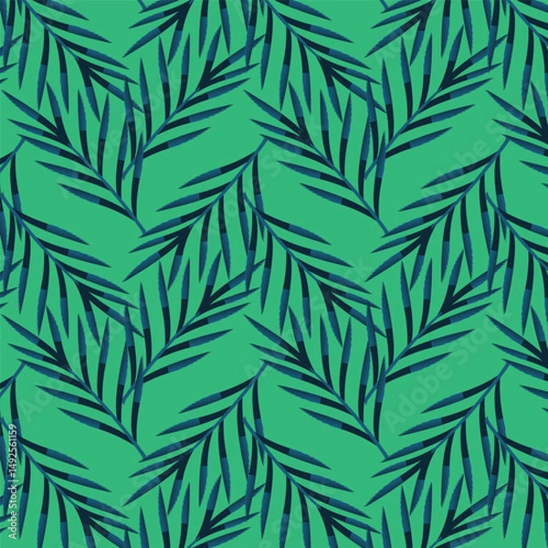 Fototapeta Summer  seamless pattern tropical leaves modern vector  geometric print for wallpaper, textile design , repeat background .