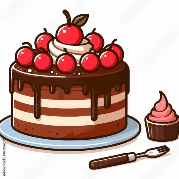 Fototapeta cake with cherry