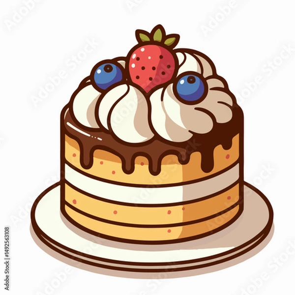 Fototapeta chocolate cake with cherry