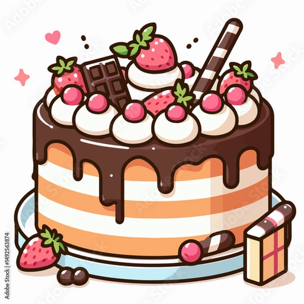 Fototapeta chocolate cake with cherry