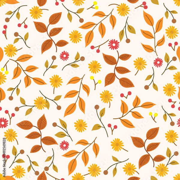 Obraz Autumn Leaf Floral Flower Seamless Pattern Background Wallpaper