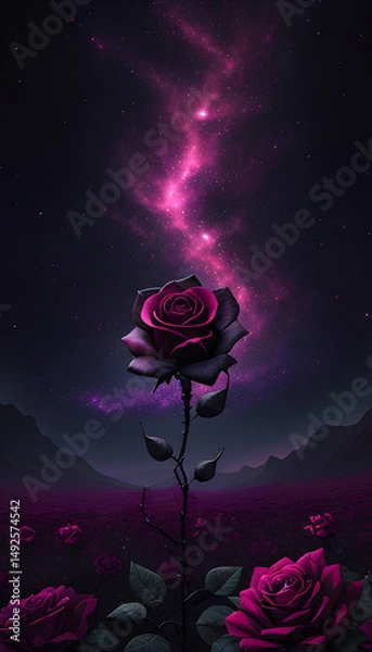 Obraz rose in the night