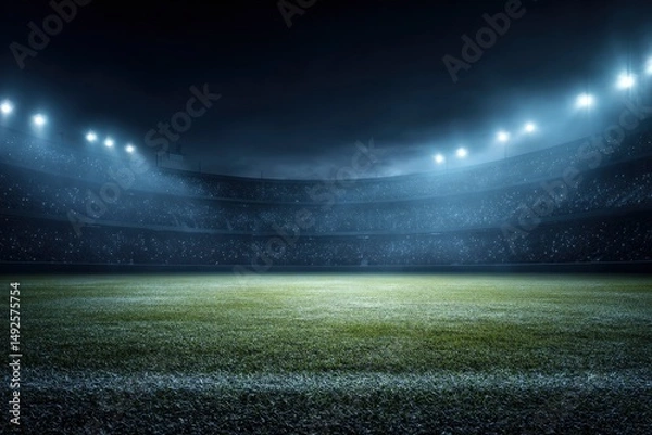 Obraz Night Stadium: Illuminated Field, Crowd, Dramatic Lighting
