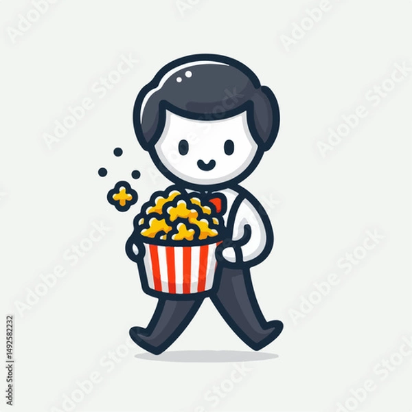 Fototapeta illustration of someone carrying popcorn