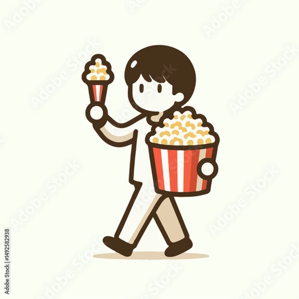 Fototapeta boy with popcorn