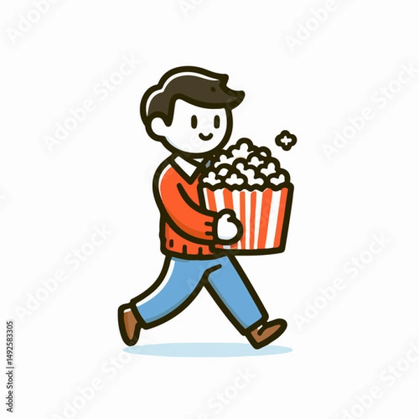 Fototapeta illustration of someone carrying popcorn
