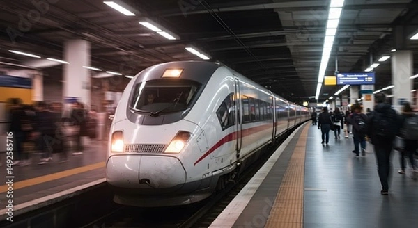 Fototapeta Snowman in Snowy Landscape with Falling Snow