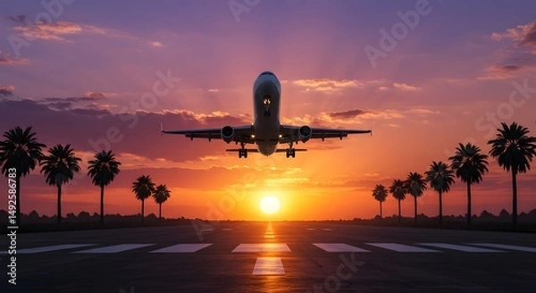Obraz Airplane Flying Through Storm with Lightning