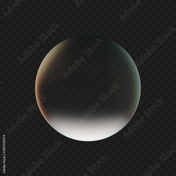 Fototapeta Realistic 3D glass sphere with a smooth gradient and subtle highlights. Isolated on a dark background. Vector illustration glossy ball surface, ideal for mockups or digital designs.