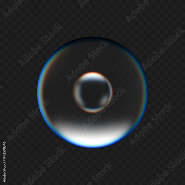 Fototapeta 3D glass molecular sphere vector illustration realistic refraction and reflection transparent effect. Perfect for use in web graphics, educational material, medical cosmetic or beauty skincare product