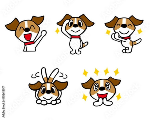 Obraz ジャックラッセルテリア犬キャラクター　セット12　(返事、敬礼、感激、他)