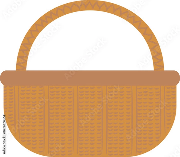 Fototapeta Picnic Basket or hampers from rattan vector illustration. Spring and summer theme.