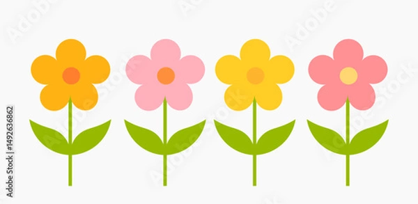 Fototapeta Flowers colorful design elements in pastel colors. Vector illustration.