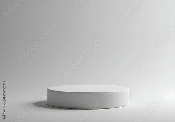 Obraz white cylindrical product display podium on clean background

