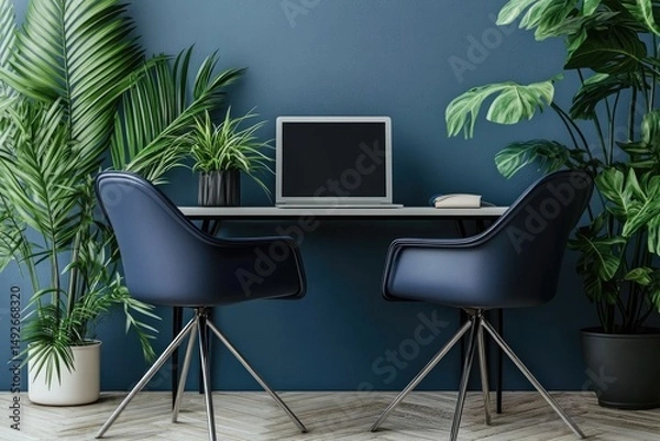 Fototapeta Modern home office with plants