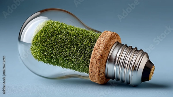 Obraz A bulb light made by a plant, green energy concept. 