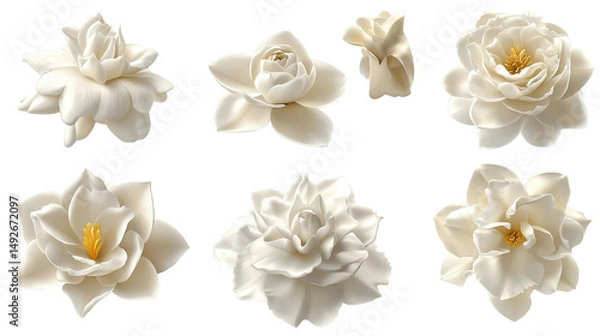 Fototapeta Elegant watercolor gardenias in a seamless arrangement for graceful designs