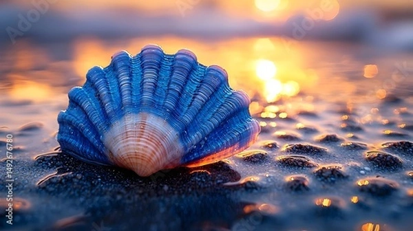 Fototapeta Seashell on Wet Sand