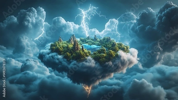 Fototapeta Floating island fantasy landscape