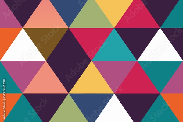 Fototapeta Colorful geometric triangle pattern seamless texture for web backgrounds and graphic designs