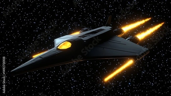 Fototapeta Futuristic spaceship in outer space