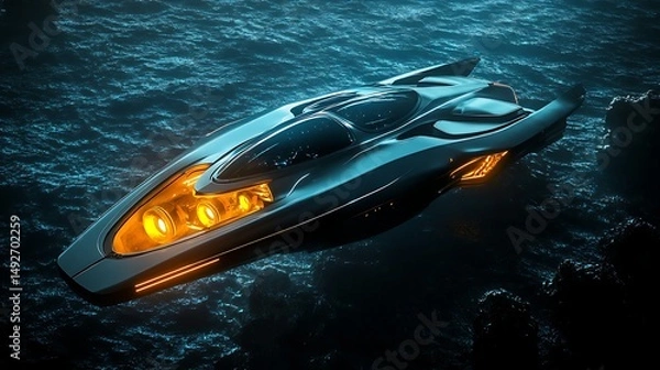 Fototapeta Futuristic underwater vehicle