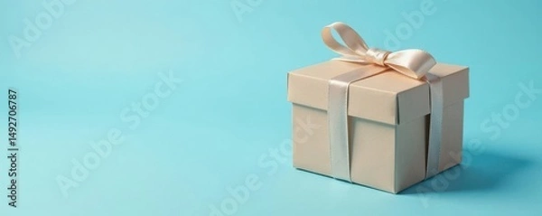 Obraz Happy Father's Day gift box on a light blue backdrop Simple design , high-res, wrapping, decoration