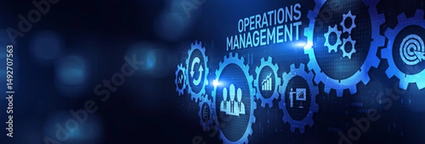 Fototapeta Operations Management Optimizing Processes and Efficiency on a Wide Banner, Business and Technology Concept.