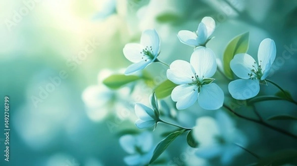 Fototapeta Blossoms in Teal Light