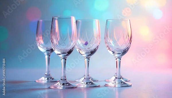 Fototapeta Czech Republic crystal glassware glass and goblet seamless pattern