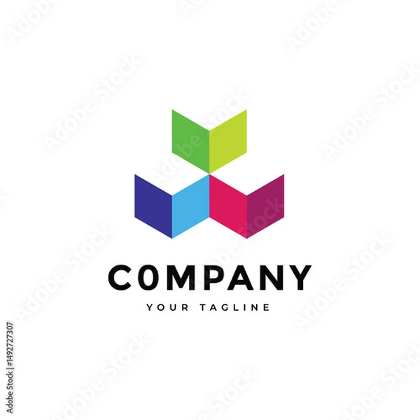 Obraz Three box brand technology colorful logo design vector