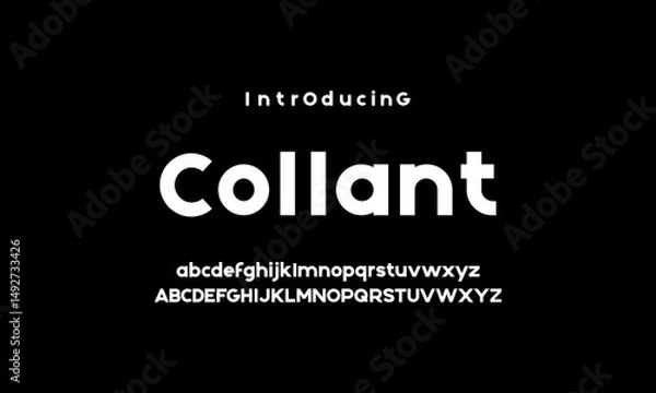 Fototapeta Sans serif typography font vector. Modern clean bold character set. Creative alphabet simple typeface. Digital letter type style. Logo art banner poster flyer billboard text graphic design