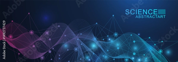 Obraz Global network connection website header or banner design. Abstract background with connecting dots and lines. Global business. Social network communication. Internet technology. Vector illustration