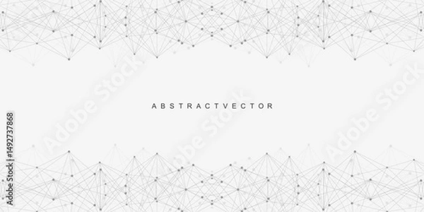 Fototapeta Global network connection website header or banner design. Abstract background with connecting dots and lines. Global business. Social network communication. Internet technology. Vector illustration