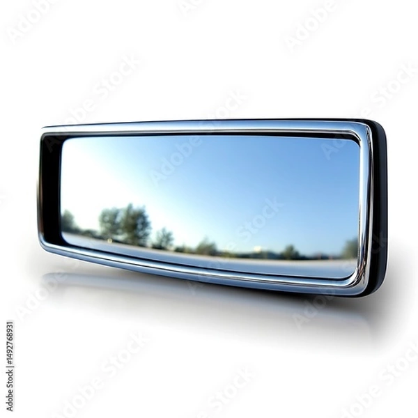 Fototapeta High resolution photo of a chrome car rearview mirror